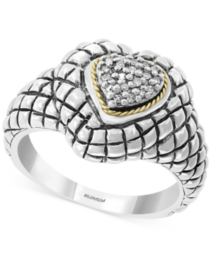 image of Effy Diamond Heart Statement Ring (1/20 ct. t.w.) in Sterling Silver & 18k Gold