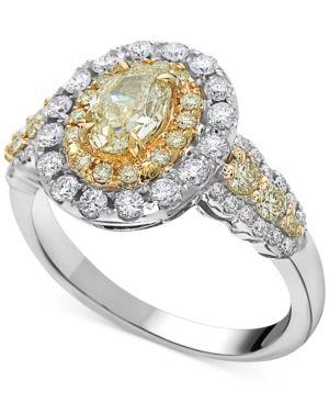 image of Diamond Fancy Color Halo Engagement Ring (1-1/2 ct. t.w.) in 14k Gold & White Gold