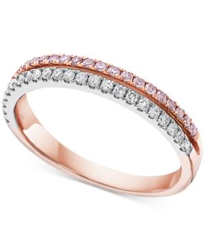 image of White & Pink Diamond Two-Tone Ring (1/3 ct. t.w.) in 14k White Gold & 14k Rose Gold