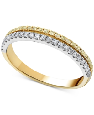 image of White & Yellow Diamond Two-Tone Ring (1/3 ct. t.w.) in 14k Gold & 14k White Gold