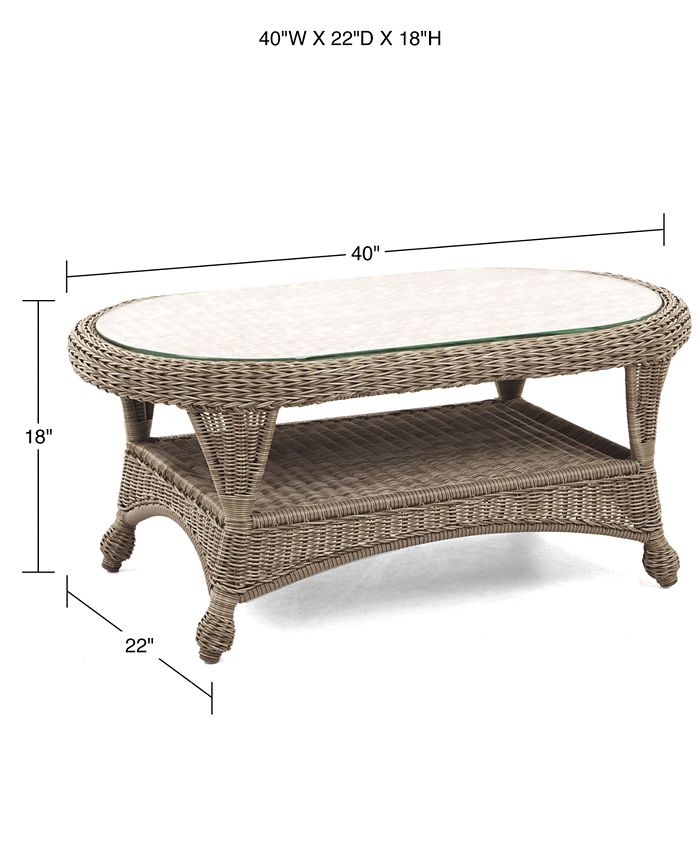 Furniture Sandy Cove Wicker 40" x 22" Oval Outdoor Coffee Table, Created for Macy's Macy's