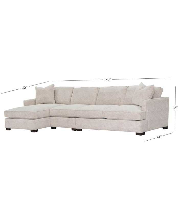 Furniture CLOSEOUT! Juliam 3Pc. Fabric Sofa with Chaise, Created for