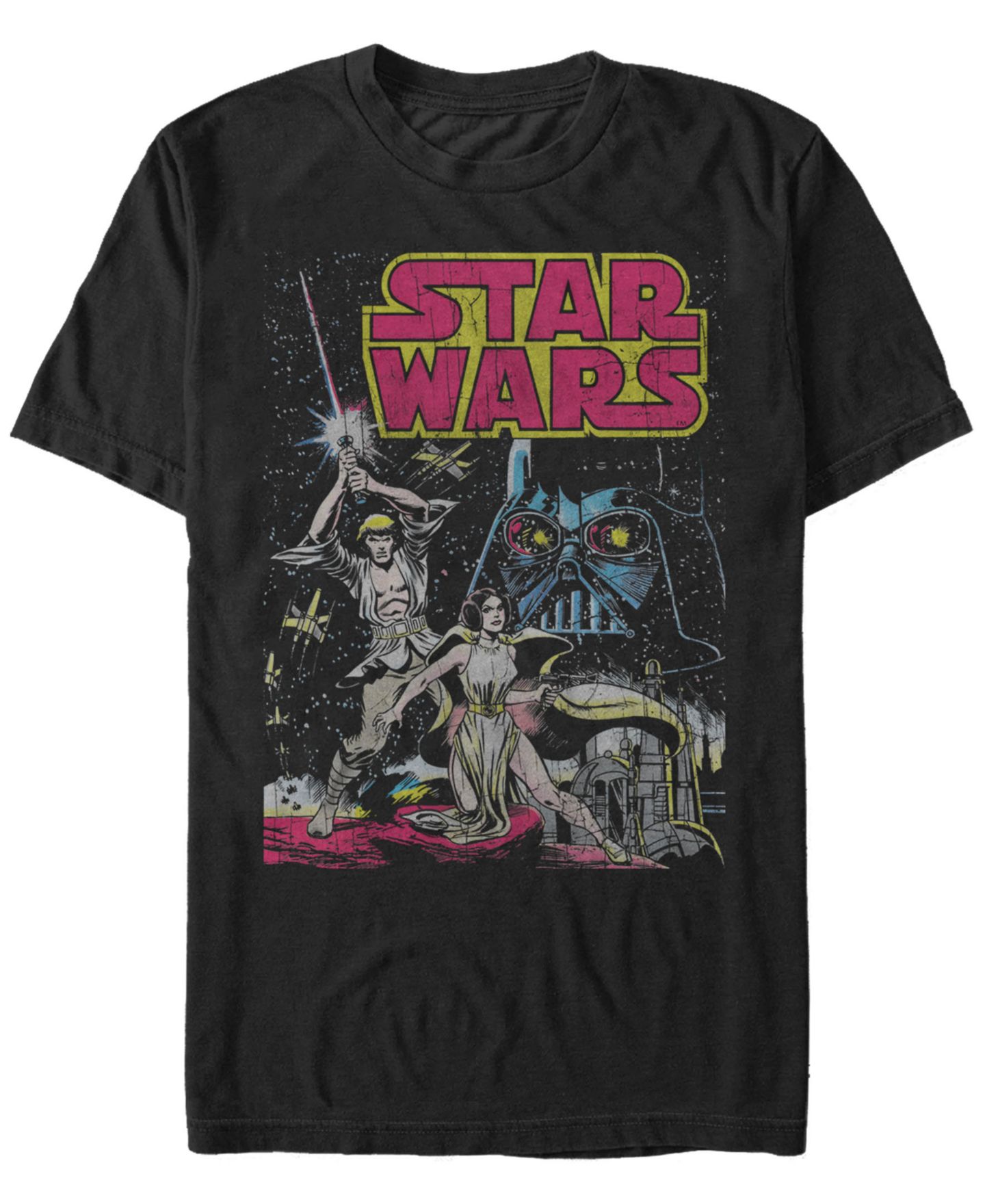 Мужская футболка Fifth Sun Star Wars Classic Comic Luke Leia And Darth Vader Short Sleeve, цвет: Чёрный — фото 1
