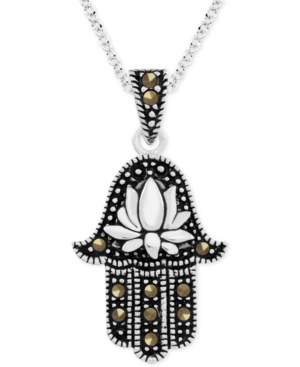 image of Genuine Swarovski Marcasite Hamsa Hand 18