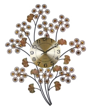 Three Star Flowers Wall Clock In Copper