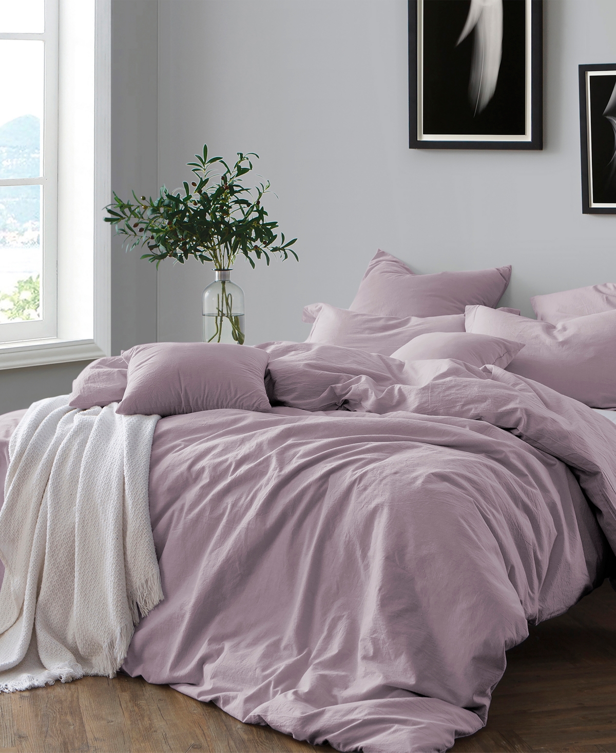 Swift Home Premium Cotton Prewashed Chambray Duvet Cover Set Bed Linen - Comforter/Duvet Insert Not Included Dusty Lavender King  King - Cal King 3