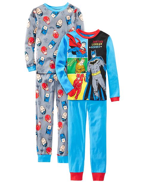 Ame Little Big Boys 4 Pc Cotton Justice League Pajamas Set