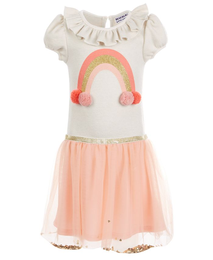 Blueberi Boulevard Little Girls Rainbow Pom Pom Dress Macy s