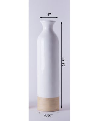 Cylinder Shaped Tall Spun Bamboo Floor Vase Glossy Lacquer Bamboo, Small