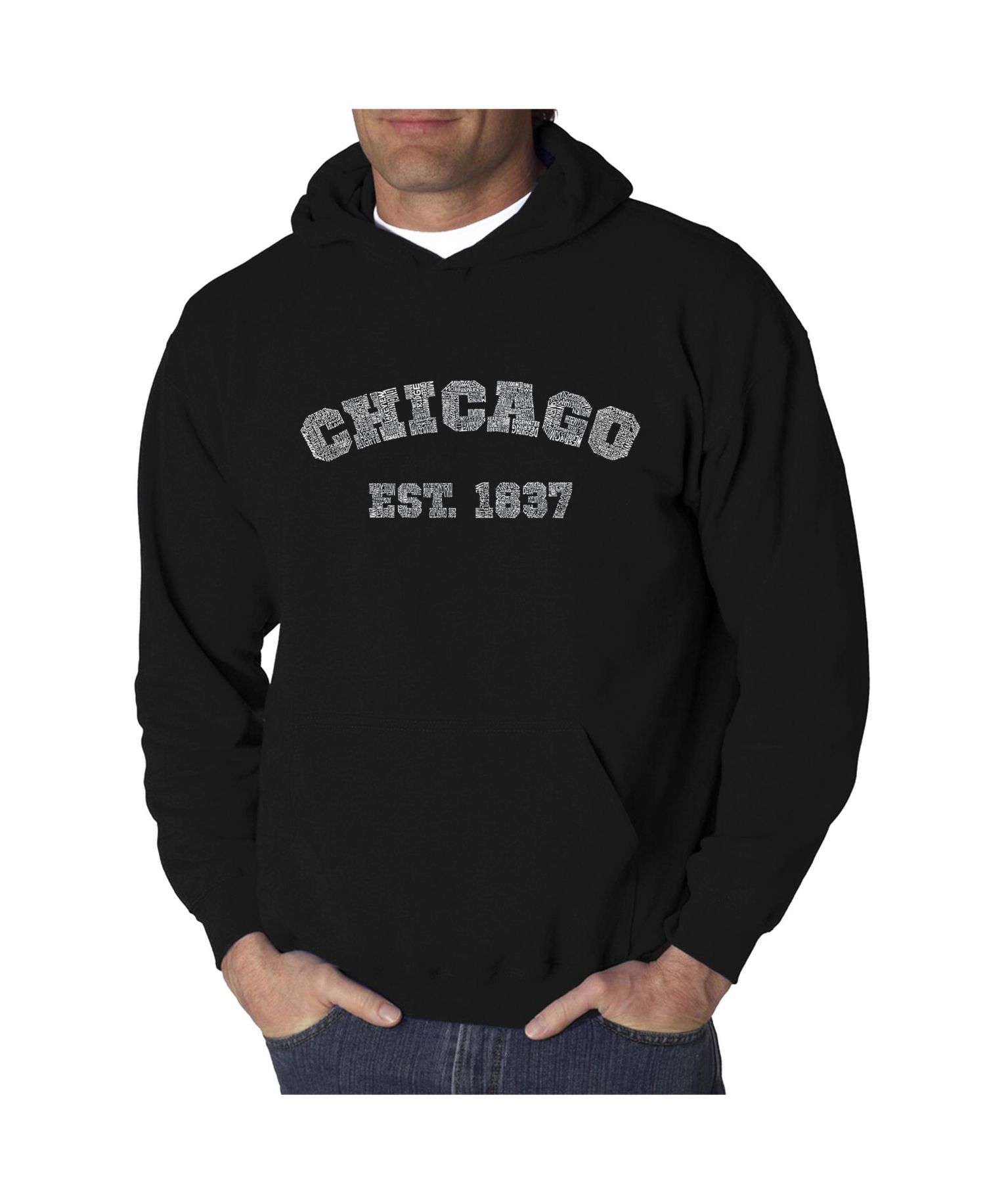 Men's Word Art Hooded Sweatshirt - Chicago 1837