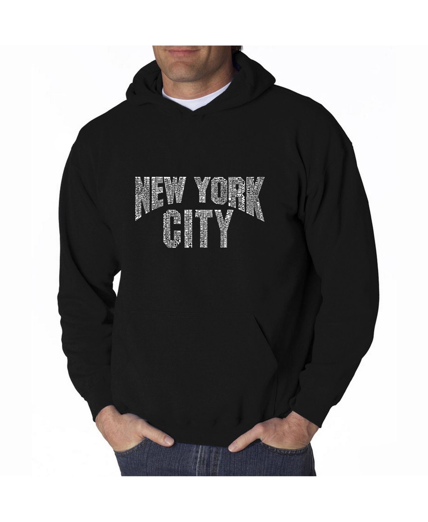 Мужское худи LA Pop Art Word Art - New York City Neighborhoods, цвет: Чёрный — фото 1