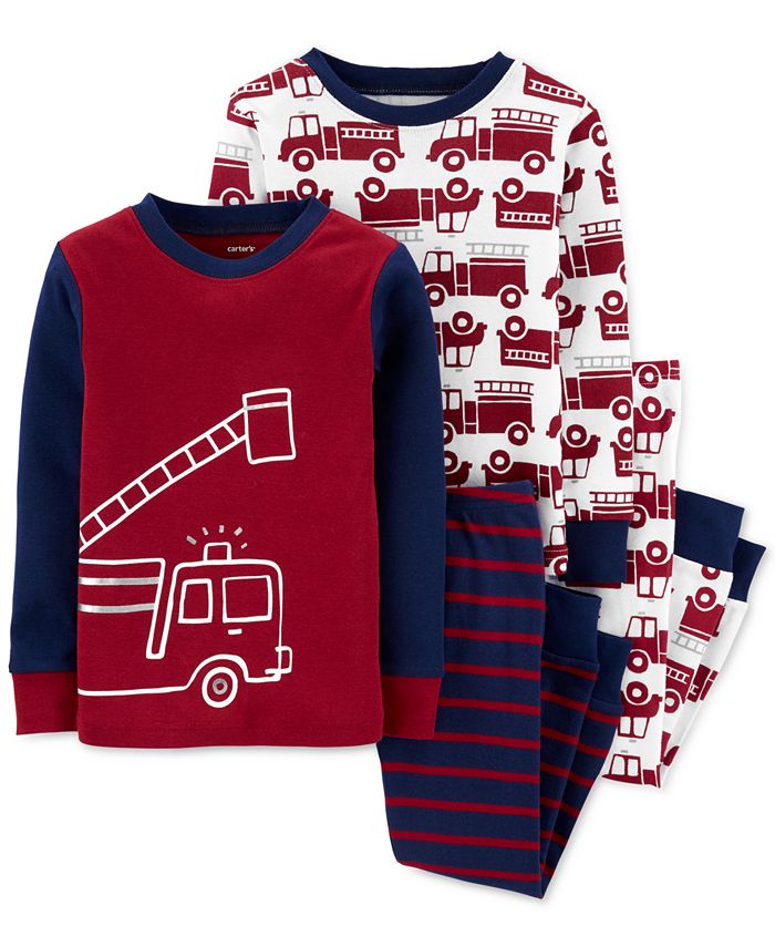 Carter's Baby Boys 4-Pc. Snug-Fit Cotton Fire Truck Pajamas Set ...