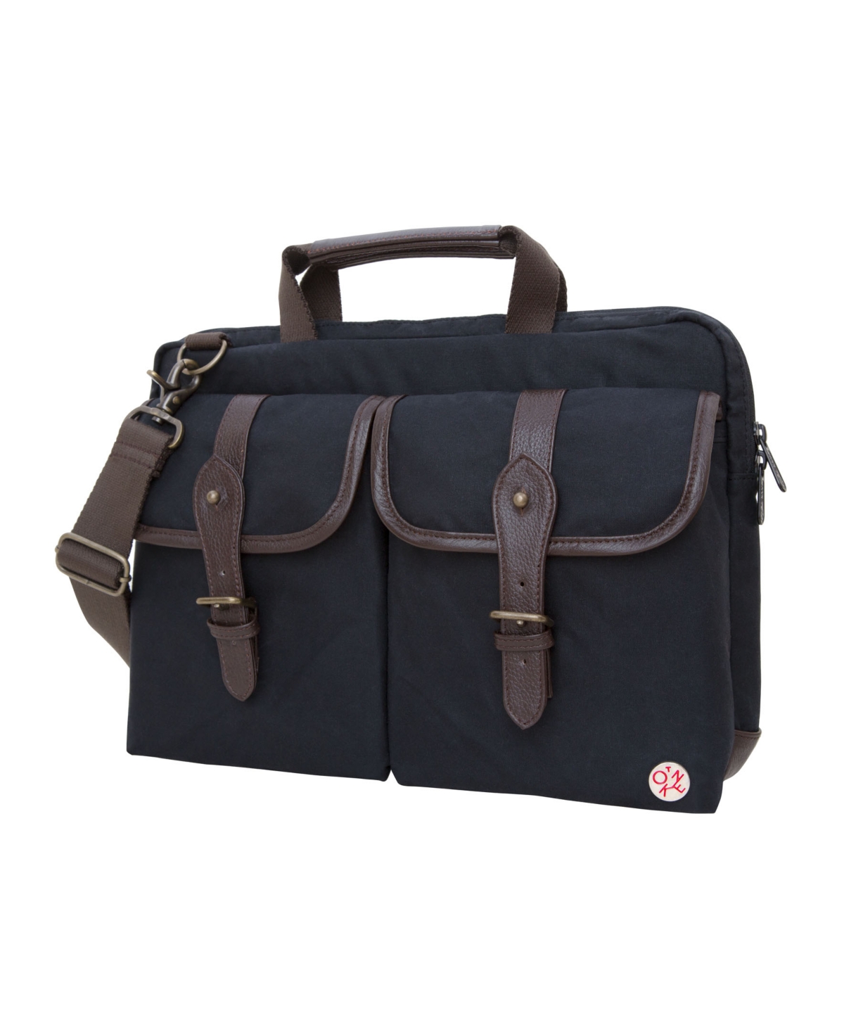 Shop Token Waxed Knickerbocker 13" Laptop Bag In Navy Blue,dark Brown