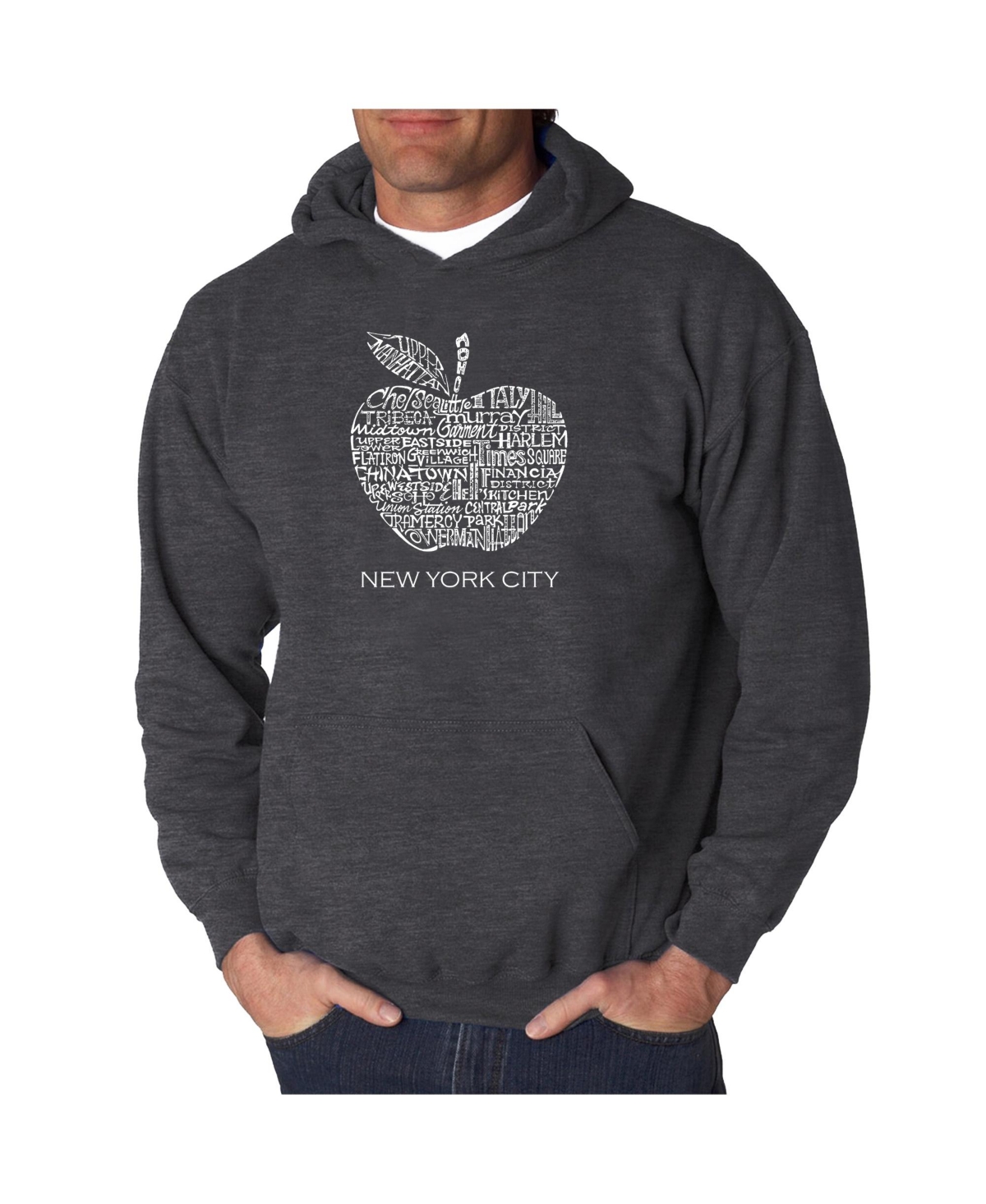 Men's Word Art Hooded Sweatshirt - Neighborhoods in Nyc - Dark Gray