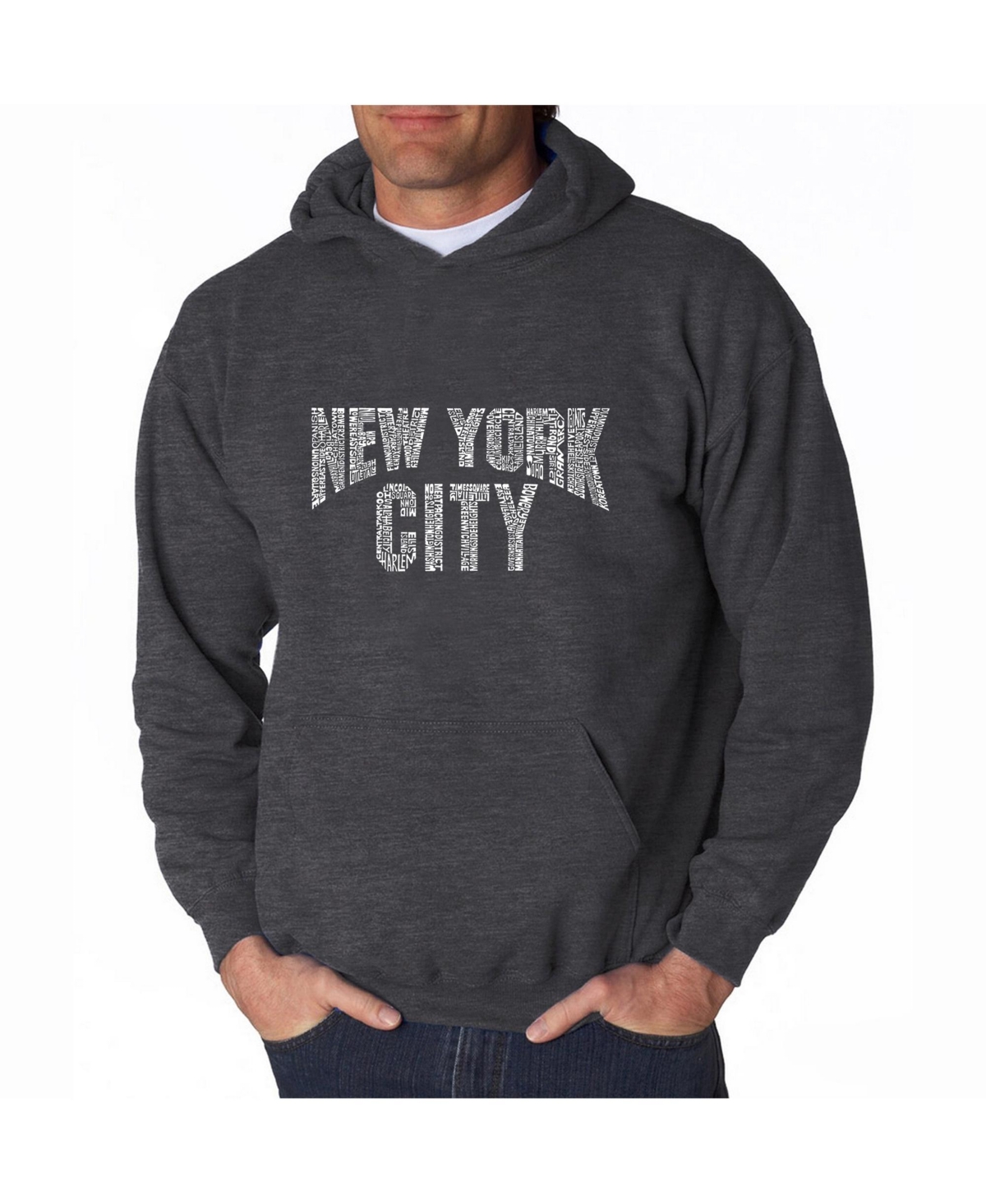 Men's Word Art Hoodie - New York City Neighborhoods - Dark Gray