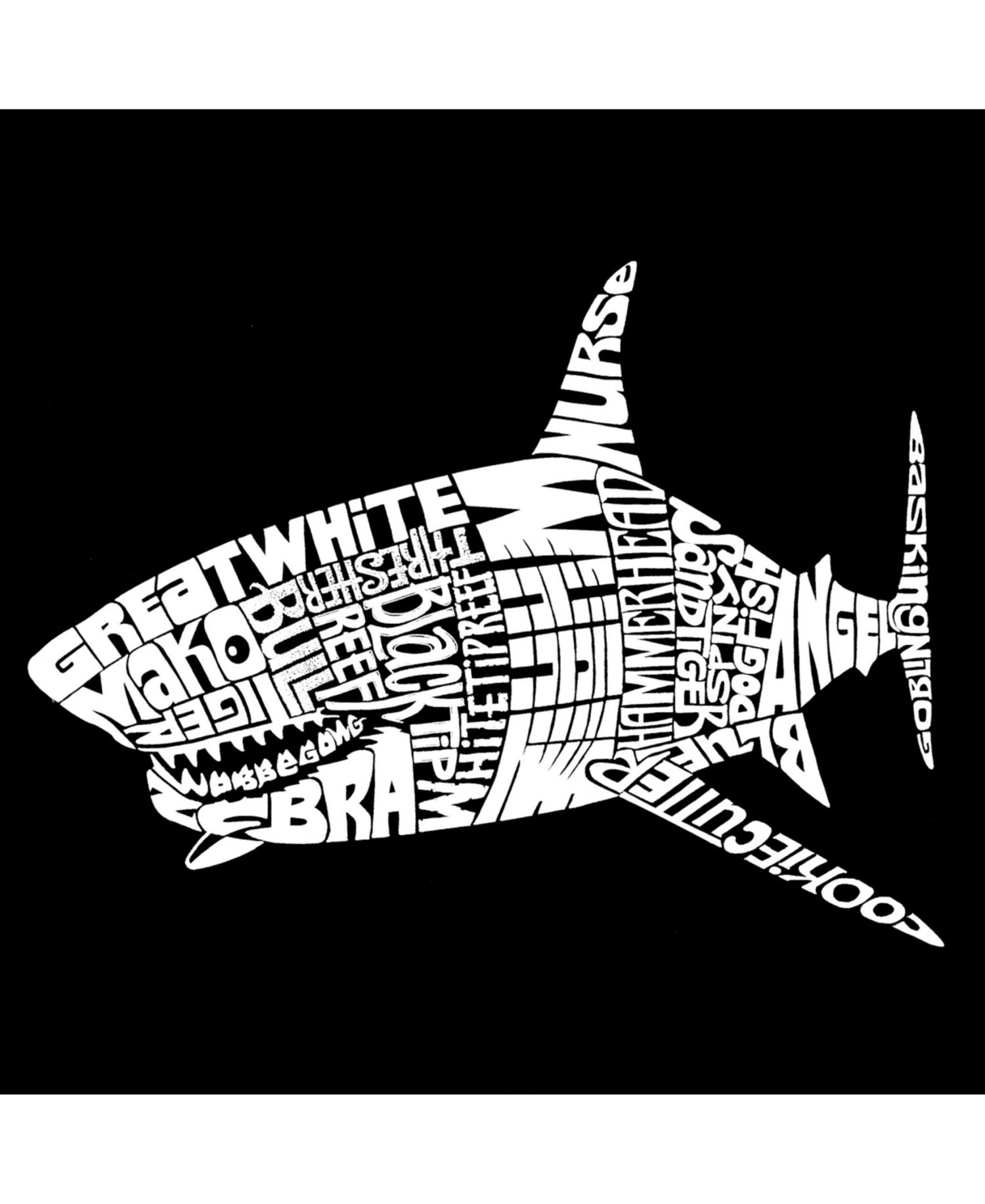 Men's Word Art Hoodie - Shark Species