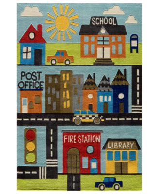 Area Rug, Lil Mo Whimsy LMJ12 Town Scene 3' x 5'