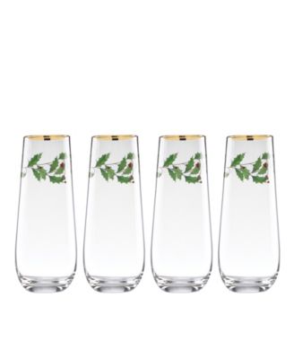 Lenox Holiday Stemless 4 Piece Flute Set