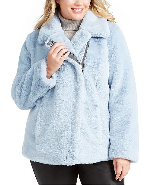 Calvin Klein Plus Size Asymmetrical Faux Fur Coat Reviews