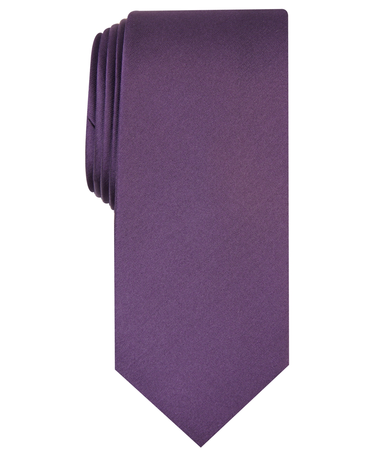 Shop Alfani Men's Solid Texture Slim Tie, Created For Macy's In Eggplant