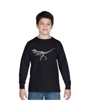 image of La Pop Art Boy-s Word Art Long Sleeve - Dinosaur T-Rex Skeleton