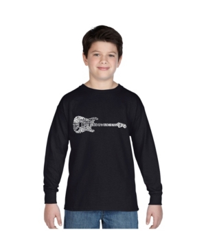 image of La Pop Art Boy-s Word Art Long Sleeve - Rock Guitar