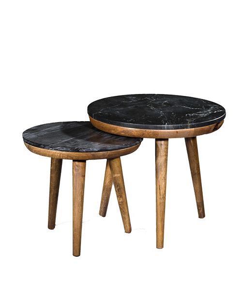 Villa2 Villa 2 Pablo Wood Marble Set Of 2 Nesting Tables Reviews