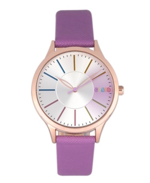 image of Crayo Unisex Gel Purple Leatherette Strap Watch 35mm
