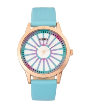 image of Crayo Unisex Electric Light Blue Leatherette Strap Watch 41mm