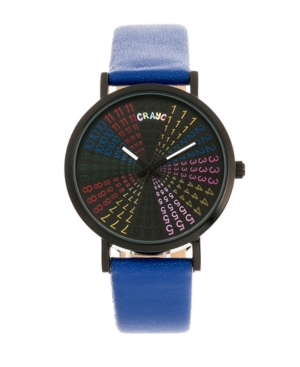 image of Crayo Unisex Fortune Navy Genuine Leather Strap Watch 38mm