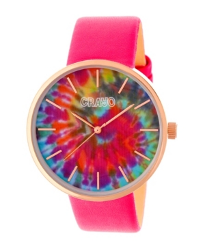image of Crayo Unisex Swirl Hot Pink Leatherette Strap Watch 42mm