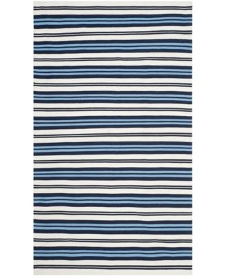 Leopold Stripe LRL2462B White and French Blue 5' X 8' Area Rug
