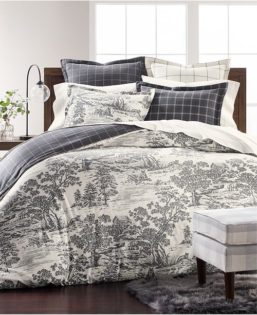 Fox Toile Flannel Full Queen Duvet Cover Created For Macy S