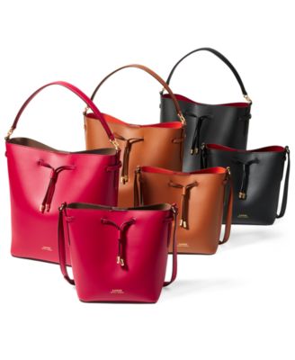 drawstring leather handbag