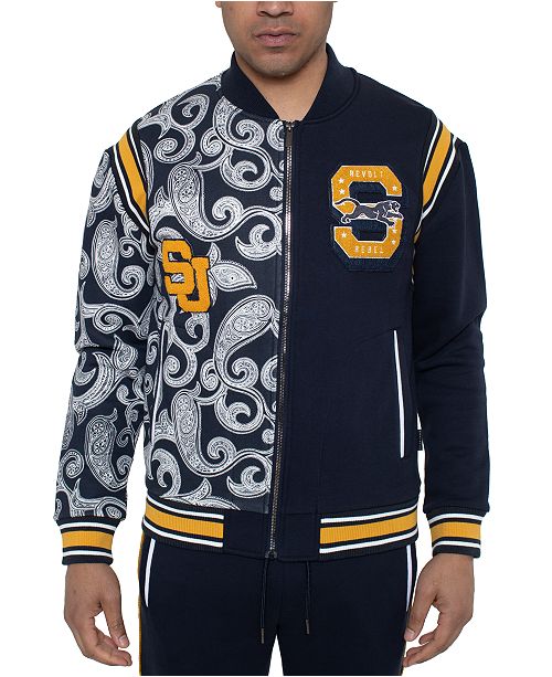 Sean John Men S Varsity Paisley Panther Colorblocked Track Jacket