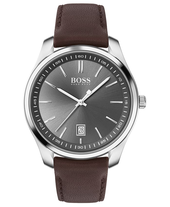 BOSS - Men's Circuit Brown Leather Strap Watch 42mm