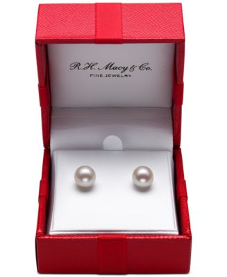 Belle de Mer Cultured Freshwater Pearl Stud Earrings (7mm) in 14k Gold - Macy's 