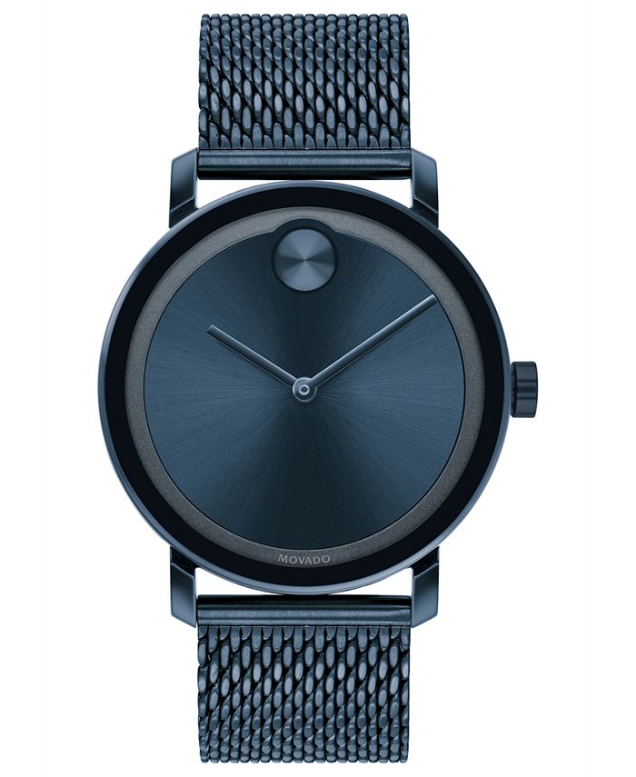 Movado Men s Swiss Bold Blue Ion Plated Stainless Steel Mesh