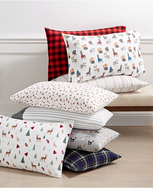 Martha Stewart Collection Printed Cotton Flannel 3-Pc. Twin XL Sheet Set, Created for Macy&#39;s ...
