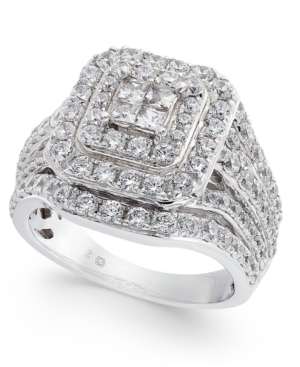 image of Diamond Princess Cluster Ring (2 ct. t.w.) in 14k White Gold