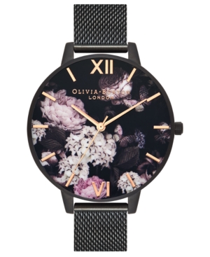 image of Olivia Burton Women-s Black Stainless Steel Mesh Bracelet Watch 38mm
