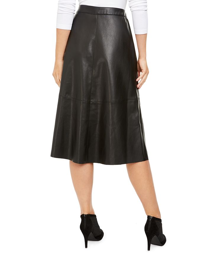 Alfani Faux-Leather A-Line Skirt, Created for Macy's - Macy's