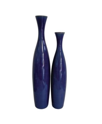 Howard Elliott Cobalt Blue Glaze Ceramic Vases Set Of 2 Reviews