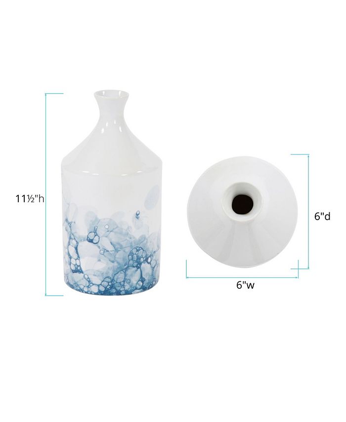 Howard Elliott Blue and White Porcelain Bottle Vase, Large - Macy's