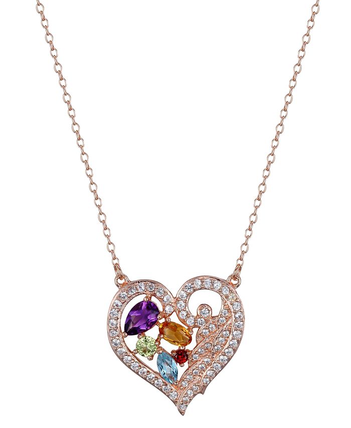PRIME ART & JEWEL MultiGemstone (11/3 ct. t.w.) Heart Pendant in 18k