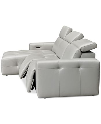 Furniture - Haigan 3-Pc. Leather Chaise Sectional Sofa with 2 Power Recliners