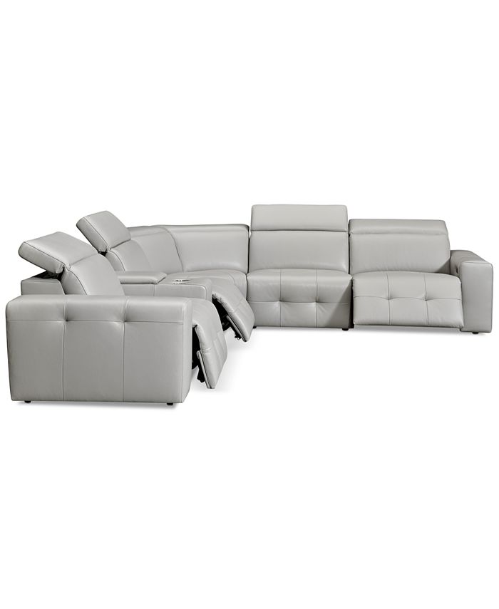 Furniture CLOSEOUT! Haigan 6Pc. Leather "L" Shape Sectional Sofa with