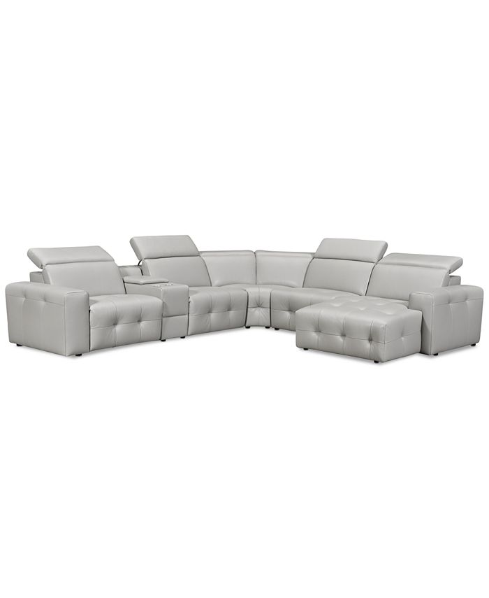 Furniture CLOSEOUT! Haigan 6Pc. Leather Chaise Sectional Sofa with 1