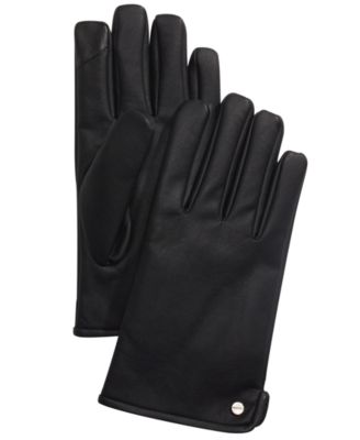 mens black leather touchscreen gloves