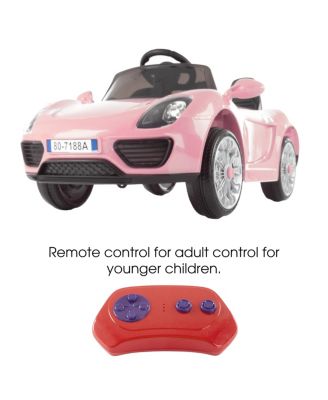 Ride On Sports Car  Motorized Electric Rechargeable Battery Powered Toy with Remote Control, MP3 and USB, Lights and Sound by Lil Rider Pink